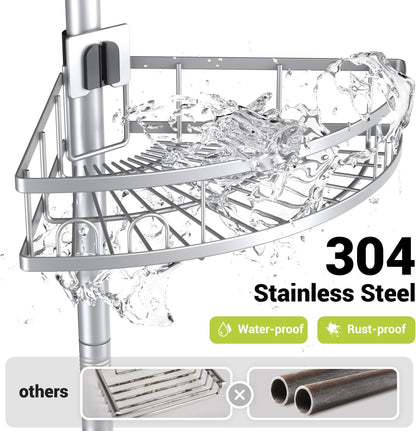 Aitatty Corner Shower Caddy Standing: 4-tier Rustproof Shower Organizer Shelf - Floor Shower Corner Shelf Rack Stand for Bathroom Black
