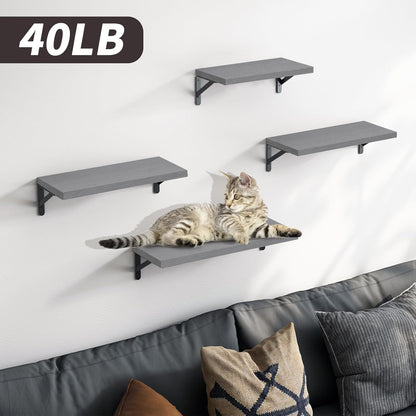 YGEOMER Floating Shelves for Wall, Different Sizes Dark Carbonized Brown Wall Shelves for Living Room, Bathroom, Bedroom, Kitchen, Home Decor (Set of 4)