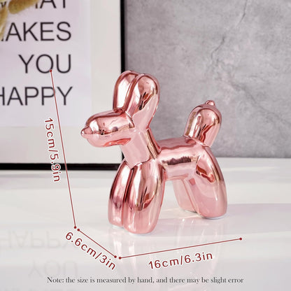 Notakia Cute Ceramics Balloon Dog Statue Crafts Gold Living Room Desktop Decorations,Handmade Modern Small Ceramic Animal Statue Ornament Gold Home Decor Accents
