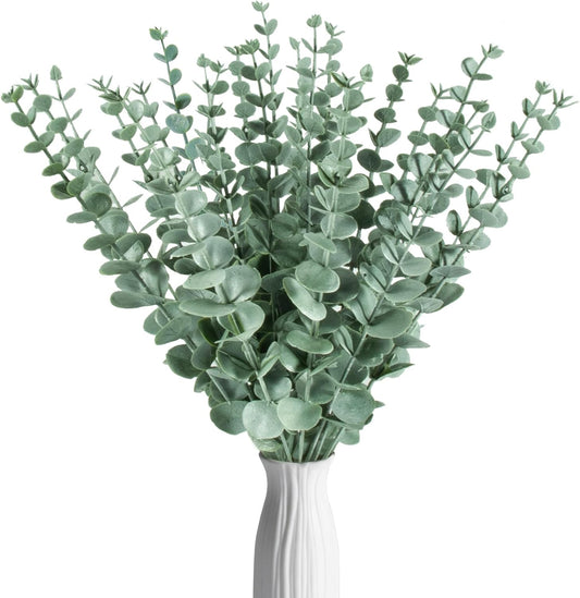 Sukh 24pcs Artificial Eucalyptus Stems - Faux Eucalyptus Branches Decor Fake Eucalyptus Plant hojas de eucalipto artificiales para decoracion Eucalyptus Bouquet Sprigs Leaves Flowers Greenery Wedding