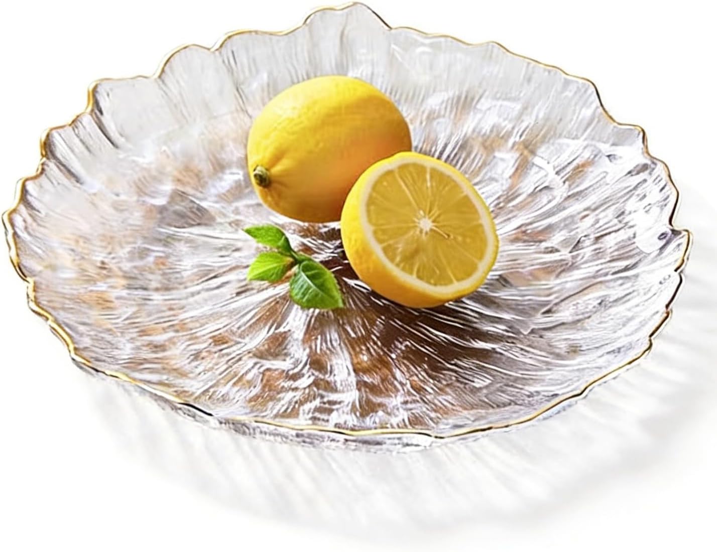 Glass Salad Bowl Irregular Lotus Flower Shape Serving Bowls, Mixing Nut Bowls for Kitchen Fruist, Snack, Dessert, and Ice Cream Candy Dishes (Crystal Gradient Pink, 6.5")