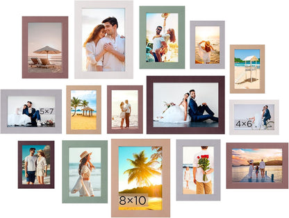 Funtopia Picture Frames, 10 Pack Picture Frames Collage Wall Decor, Gallery Wall Frame Set for Wall or Tabletop Display, Multi-size with 8x10, 5x7, 4x6 Family Photo Frames