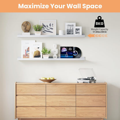 upsimples 6 Pack Wooden Floating Shelves, Wall Storage Decor Shelf for Bathroom, Bedroom, Living Room, Kitchen, Office and Laundry Room, Wall Mounted Display Hanging Shelf, Brown