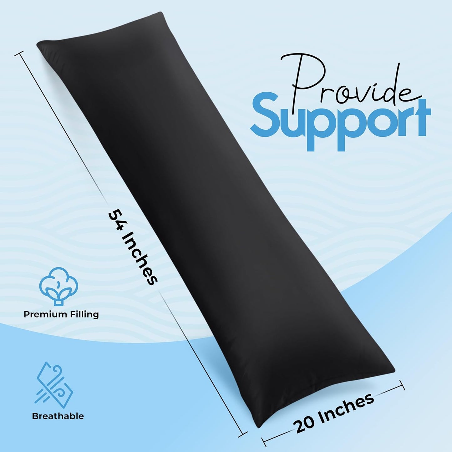 Utopia Bedding Full Body Pillow for Adults (White, 20 x 54 Inch), Long Pillow Insert for Sleeping, Ideal for Side Sleepers