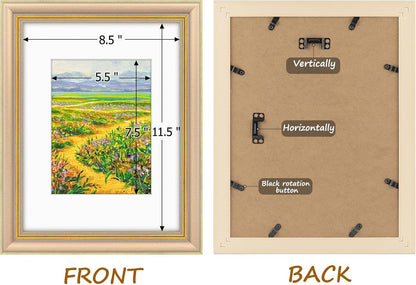 Golden State Art,11x14 Ornate Picture Frame for 8x10 Photo with Mat or 11 x 14 Prints without Mat,Real Glass Wall Display(Color:Green Gold)