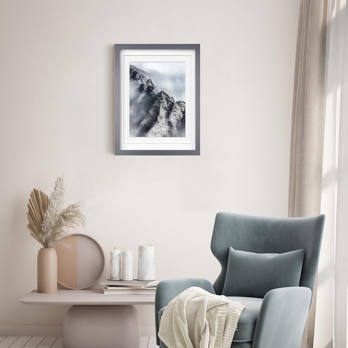 Egofine 12x16 Picture Frame Black, Covered by Plexiglass Made of Solid Wood, Display Pictures 9x12 and 11x14 with Mat or 12x16 Without Mat, for Wall Mounting Photo Frame - Colors B
