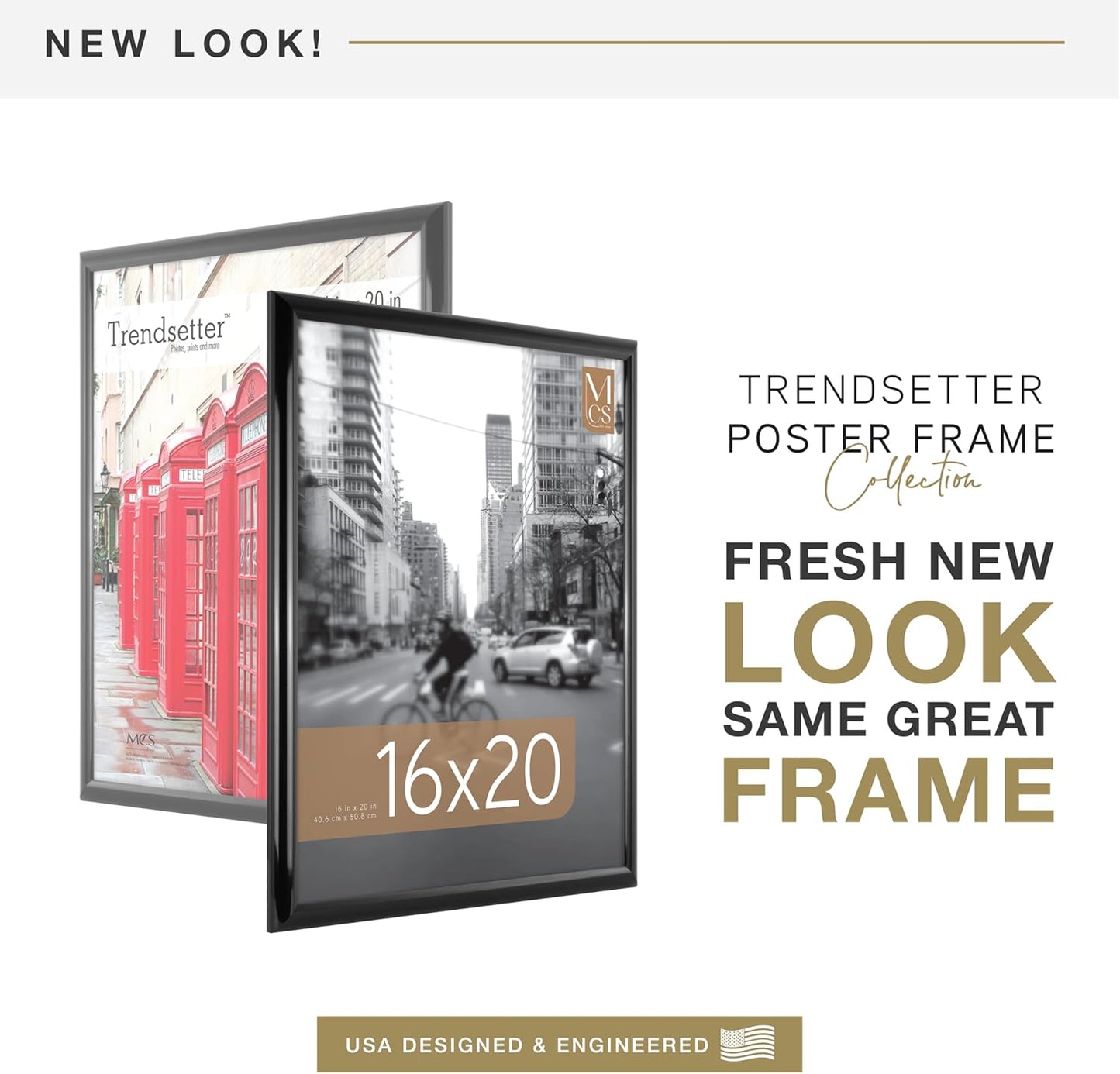 MCS Trendsetter 24x36 Poster Frame Black High-Gloss, Vertical & Horizontal Wall Hanging Large Picture Frame for Photos, Posters & Art Prints (1-Pack)