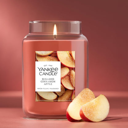 Yankee Candle Sugared Cinnamon Apple, Scented Candle, 22oz Large Jar with up to 150 Hour Burn Time, Giftable