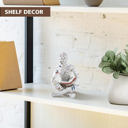 GRAPMKTG Home Decor Pulp Reading Women Thinker Statue Aesthetic Sculpture Room Decor Modern Abstract Decoration on Shelf Table Desk for Living Room Office Bedroom A