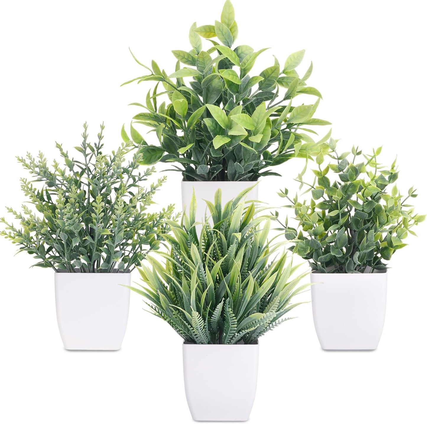 CEWOR Fake Plants 2 Pack Mini Potted Plants Bathroom Accessories Small Artificial Greenery Decorations for Bathroom Office Home Room Kitchen Table Indoor