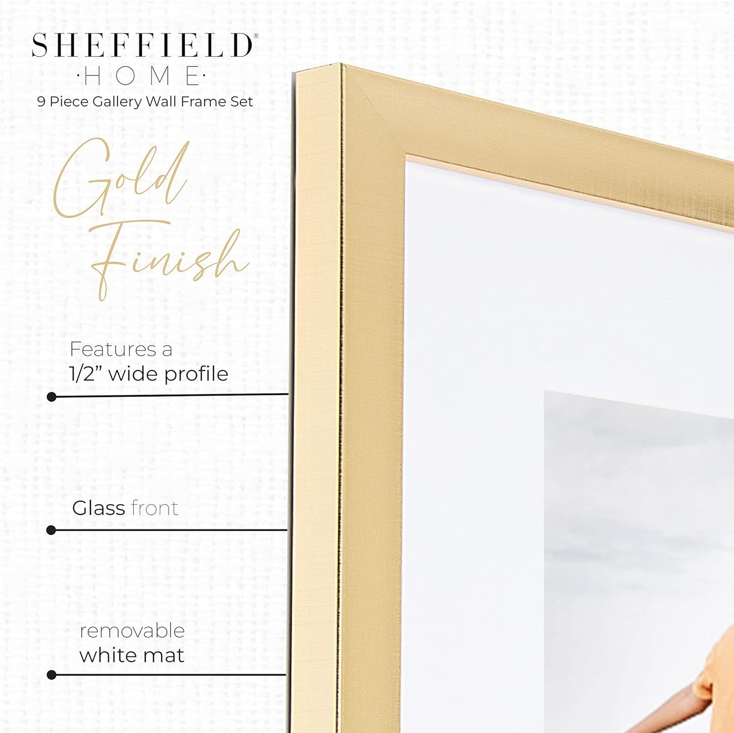 Sheffield Home 9 Piece Gallery Wall Frame Set, 11x14 in. matted to 8x10 in. (Matte Black)