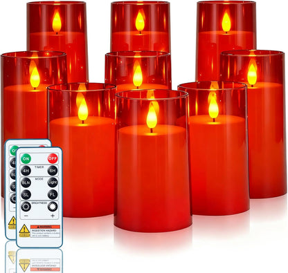 Homemory Gray Flickering Flameless Candles, Battery Operated Acrylic LED Pillar Candles with Remote Control and Timer, Halloween Decor, Set of 5