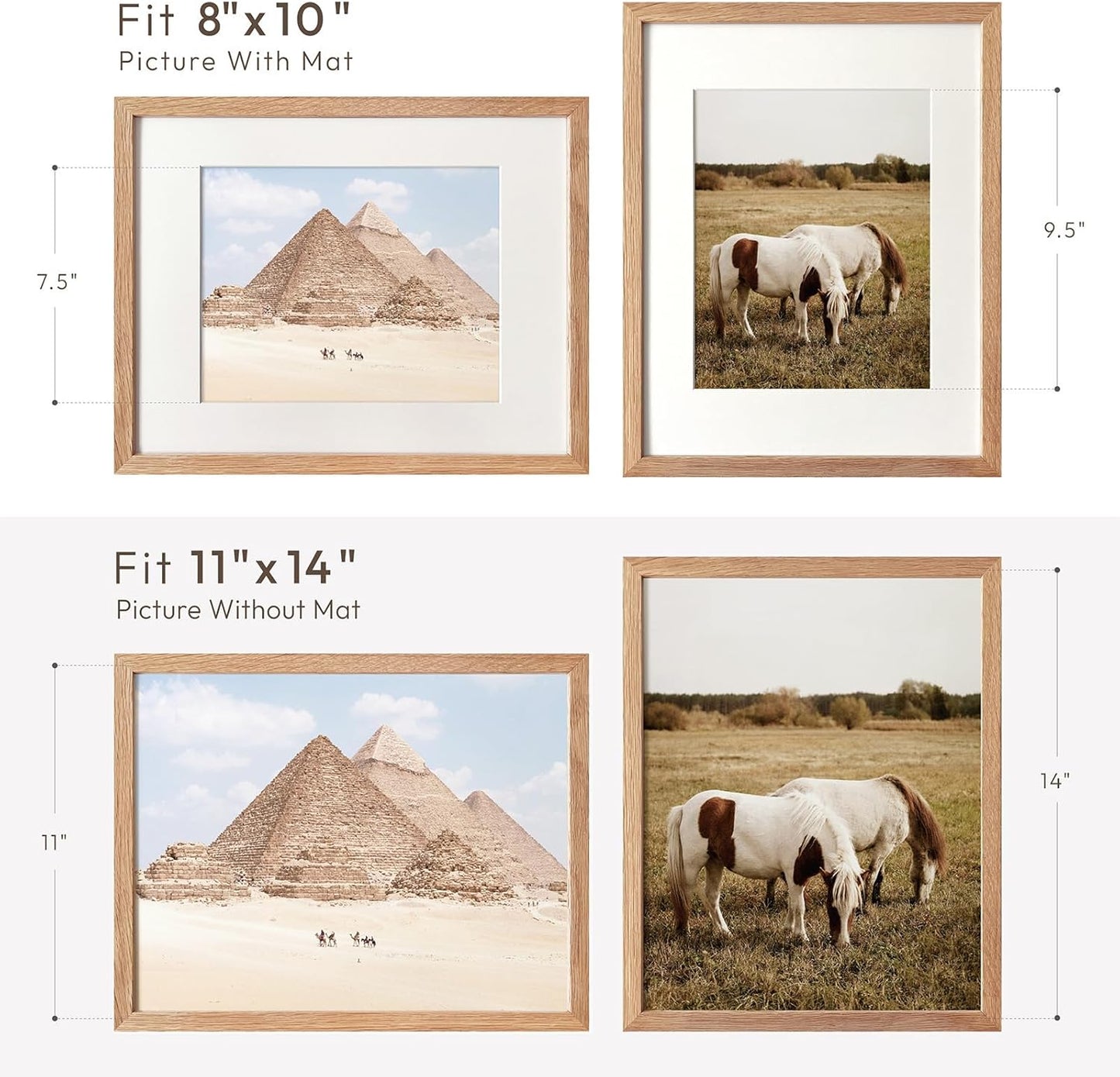 5x7 Picture Frame, Solid Oak Wood 5 x 7 Photo Frame with Mat to 4x6, 7x5 Picture Frames for Wall and Tabletop Display, (Walnut Set of 1)
