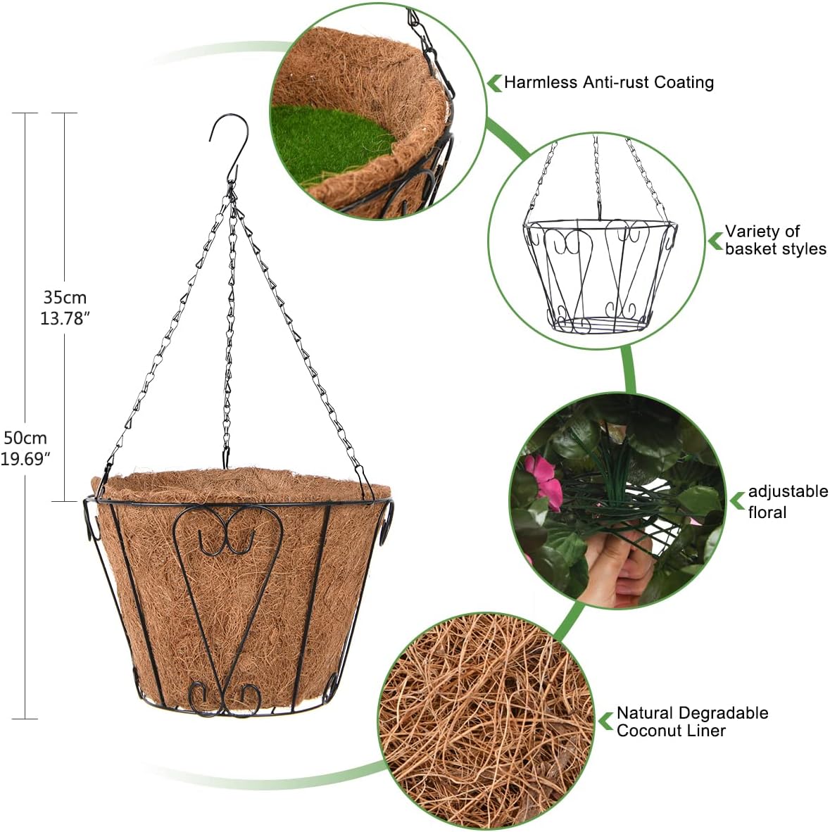 INQCMY Artificial Fake Hanging Plants Flowers Basket for Spring Summer Outdoor Outside Decoration,Faux Silk Begonia Flower in Planter Look Real UV Resistant for Home Porch Patio Balcony Yard Decor