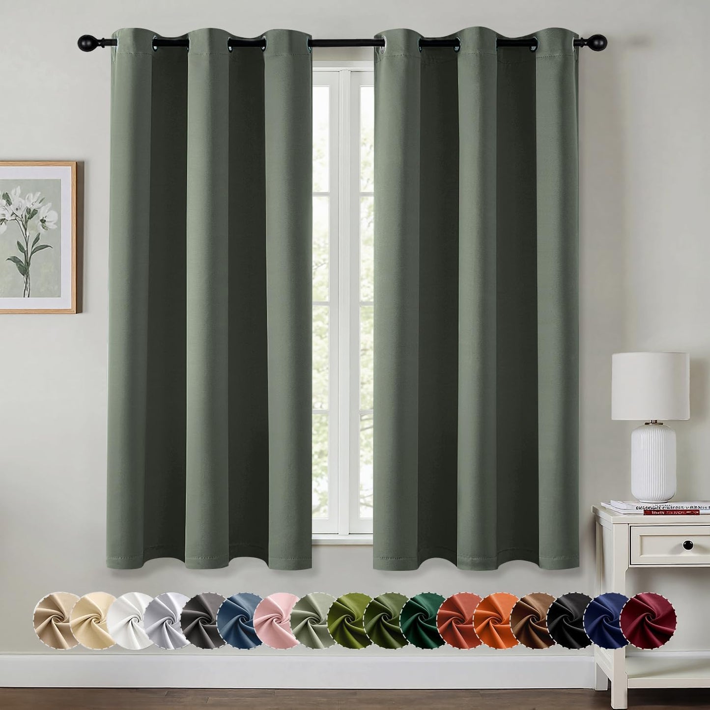 MIULEE Blackout Curtains for Bedroom Living Room 2 Panels, Thermal Insulated Room Darkening Drapes Grommet Noise Reducing Light Blocking Window Treatments 63 Inches Long 40x63 Inch Black - Colors B