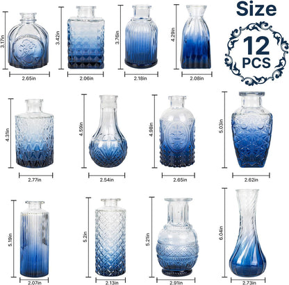 Clear Glass Bud Vase Set of 12 Pcs,Small Bud Vases in Bulk,Glass Crystal Flower Vases Table Centerpieces for Party Event Wedding Decor Baby Shower Decorations (Clear, 12 Pcs)