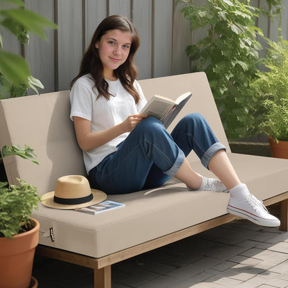 idee-home Outdoor Bench Cushion Waterproof, Bench Cushions for Outdoor Furniture, Patio Porch Swing Replacement Seat Pad with Ties for Garden Backyard, 48 x 18 Inch Red