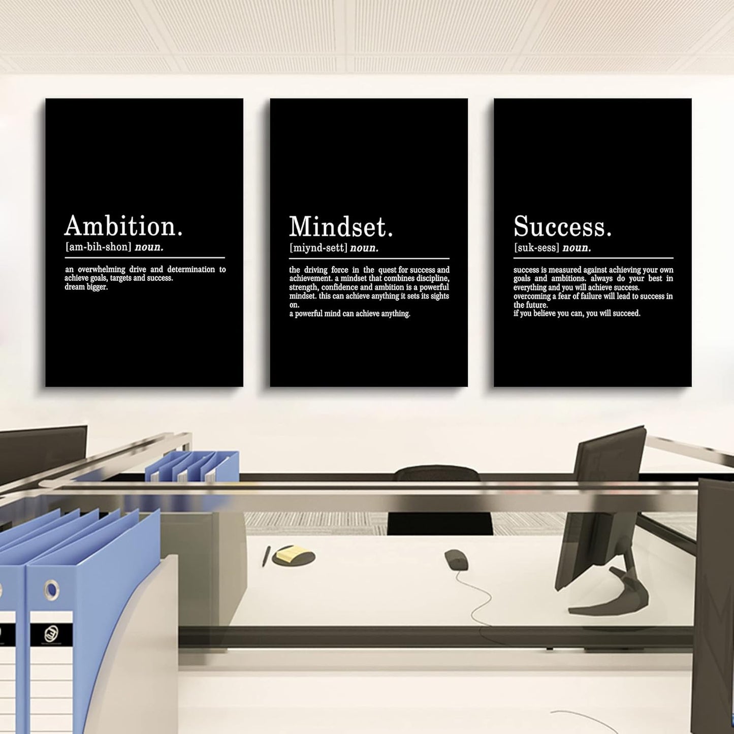 Inspirational Canvas Painting Wall Art -EPHANY ART,Mindset Quotes Prints, Success Framed Entrepreneur Poster Positive Quotes Wall Poster for Home Office Workplace (M-3pcs,12x16inchx3pcs)