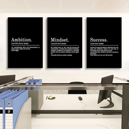 Inspirational Canvas Painting Wall Art -EPHANY ART,Mindset Quotes Prints, Success Framed Entrepreneur Poster Positive Quotes Wall Poster for Home Office Workplace (M-3pcs,12x16inchx3pcs)