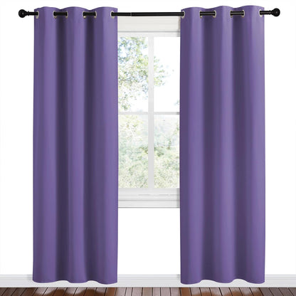 NICETOWN Halloween Pitch Black Solid Thermal Insulated Grommet Blackout Curtains/Drapes for Bedroom Window (2 Panels, 42 inches Wide by 63 inches Long, Black) - Colors D