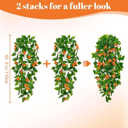 BLEUM CADE Fake Hanging Plants, 2pcs Artificial Pothos Vines Greenery for Wall Home Living Room Office Indoor Outdoor Decor (No Baskets)