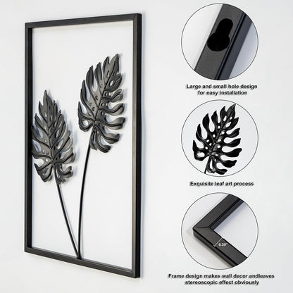 QXSXKJ Black Metal Wall Decor Framed, 3d Modern Metal Wall Art with Light, Minimalist Abstract Black Line Art DéCor, 4 Piece Home Art for Living Room Bedroom Bathroom