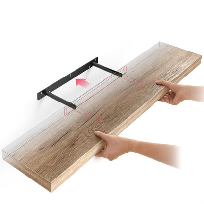 Ballucci Floating Shelves for Wall, 48" Wood Wall Shelf Set of 2, with Invisible Brackets for Bathroom, Living Room, Bedroom, Kitchen, Nursery, 8" Deep, Black