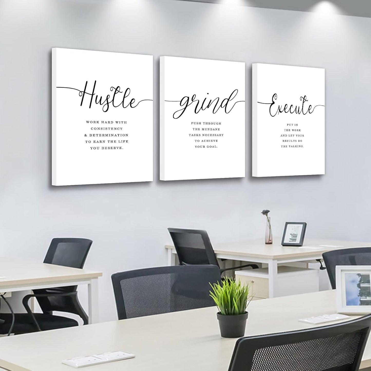 Inspirational Canvas Painting Wall Art -EPHANY ART,Mindset Quotes Prints, Success Framed Entrepreneur Poster Positive Quotes Wall Poster for Home Office Workplace (M-3pcs,12x16inchx3pcs)