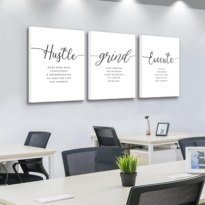 Inspirational Canvas Painting Wall Art -EPHANY ART,Mindset Quotes Prints, Success Framed Entrepreneur Poster Positive Quotes Wall Poster for Home Office Workplace (M-3pcs,12x16inchx3pcs)