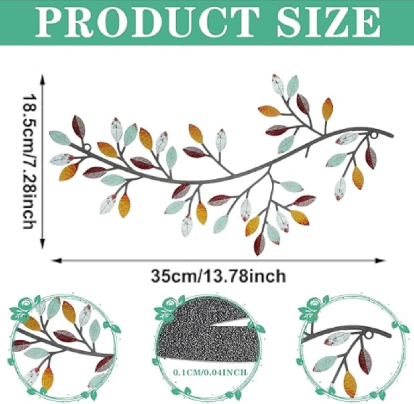 Hotop 2 Pieces Metal Tree Leaf Wall Decor Vine Olive Branch Leaf Wall Art Wrought Iron Scroll Sculptures Above the Bed, Living Room, Outdoor Decoration (Classic Style,Black)