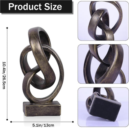 DOVDOV Abstract Black Knot Sculpture, Geometric Decor, Black Decorative Piece for Living Room Coffee Table or Bookshelf Top, Office Coffee Table or Entryway Console Decor.