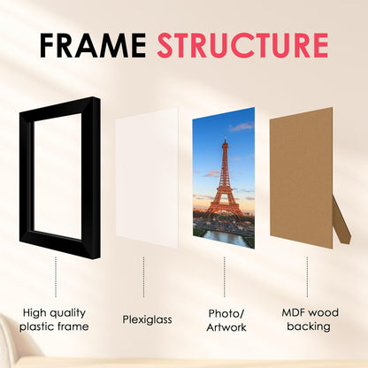 FIXSMITH 10 Pack Picture Frames Collage Wall Decor for Mounting or Tabletop Display, Gallery Wall Frame Set with Two 8x10 Black Frames, Four 5x7 Frames and Four 4x6 Frames, Multi-Pack Photo Frame Set