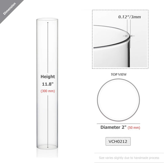 WGVI Hurricane Candle Holder Sleeve, Wide 4", Height 8", Clear Glass Cylinder Candleholder, Chimney Tube, Open Ended Candle Shade, 1 Piece - Colors A