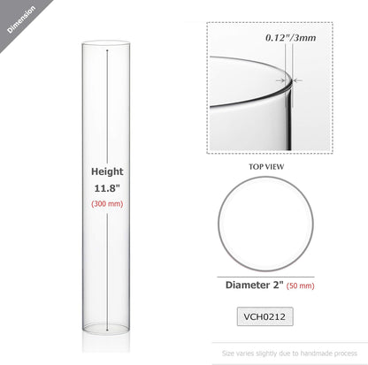 WGVI Hurricane Candle Holder Sleeve, Wide 4", Height 10", Clear Glass Cylinder Candleholder, Chimney Tube, Open Ended Candle Shade, 1 Piece - Colors A