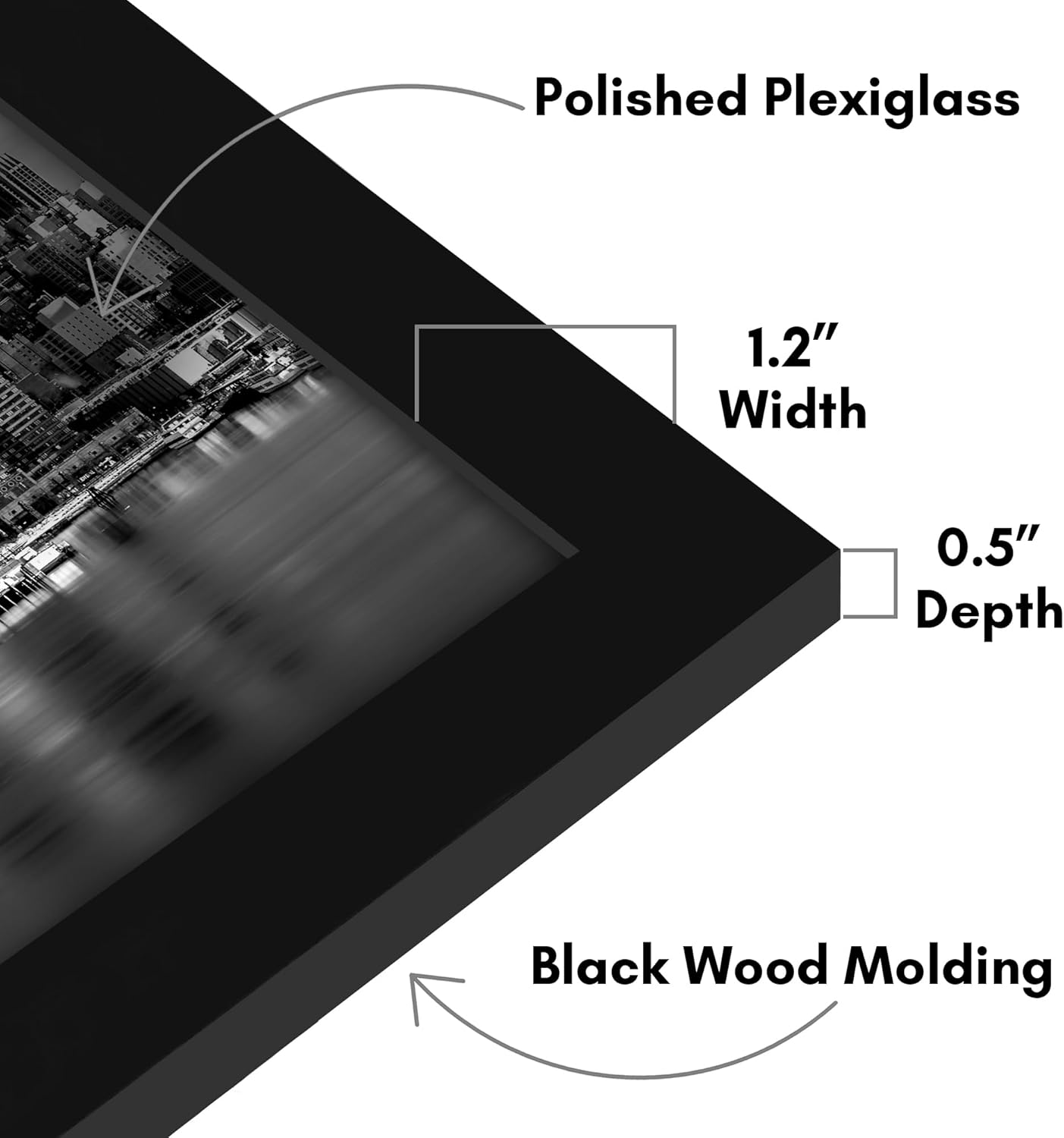 Americanflat 16x20 Picture Frame with Polished Plexiglass - Black Picture Frame - Wide Photo Frames Made of Engineered Wood for Vertical or Horizontal Wall Display - Epic Collection - Black - Colors B