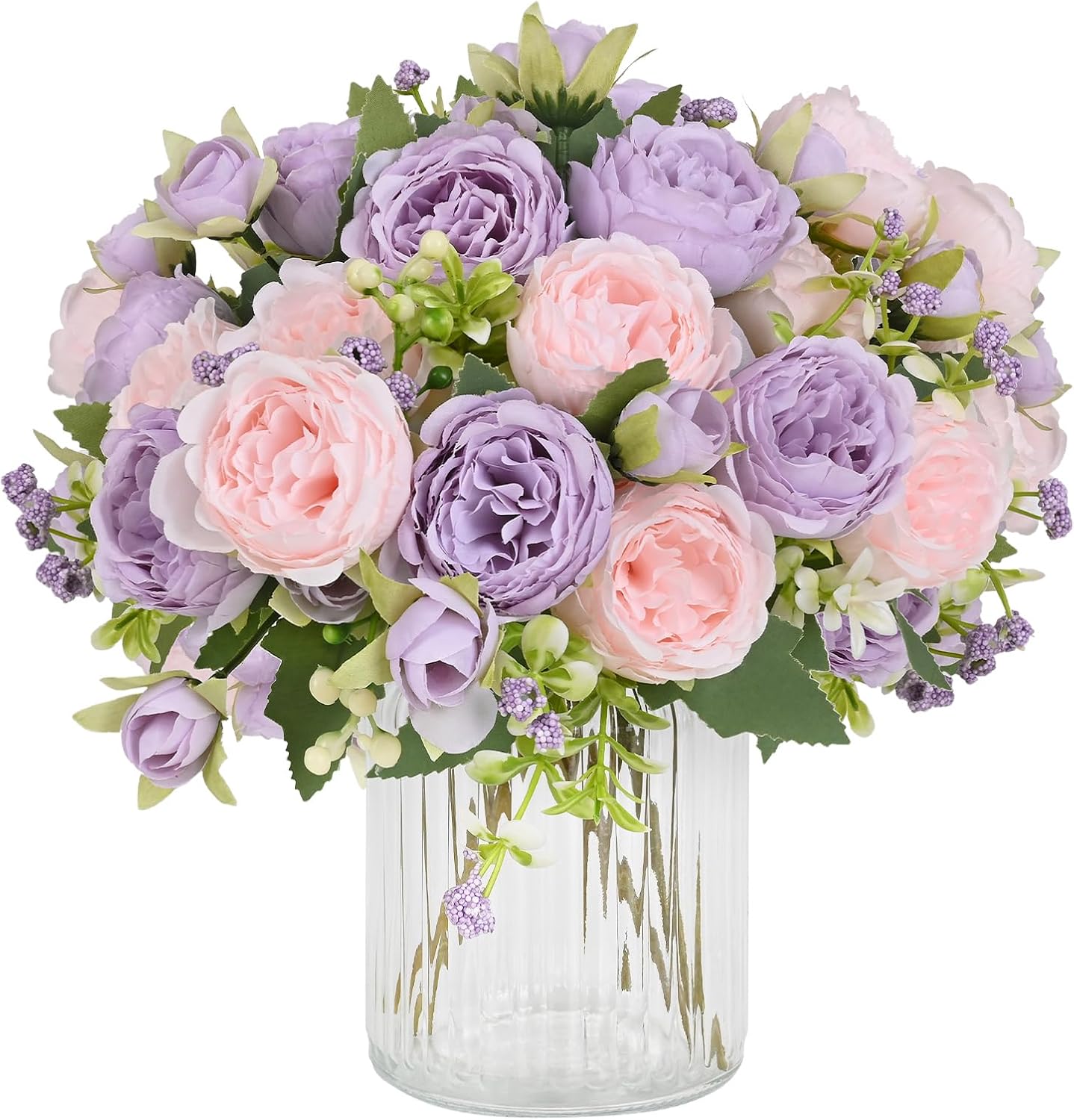 MARTINE MALL 2 Packs Peonies Artificial Flowers, Light Pink Artificial Peonies, Silk Peonies Flowers Fake Peonies Artificial Flowers Peonies Bouquet for Centerpiece Table Wedding Party Home Decor