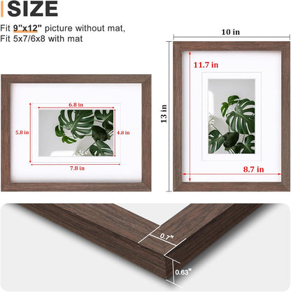 Egofine 8x10 Picture Frames Set of 4, Made of Solid Wood Covered by Plexiglass 4x6 and 5x7 with Mat or 8x10 without Mat, for Table Top Display and Wall Mounting Photo Frame Black