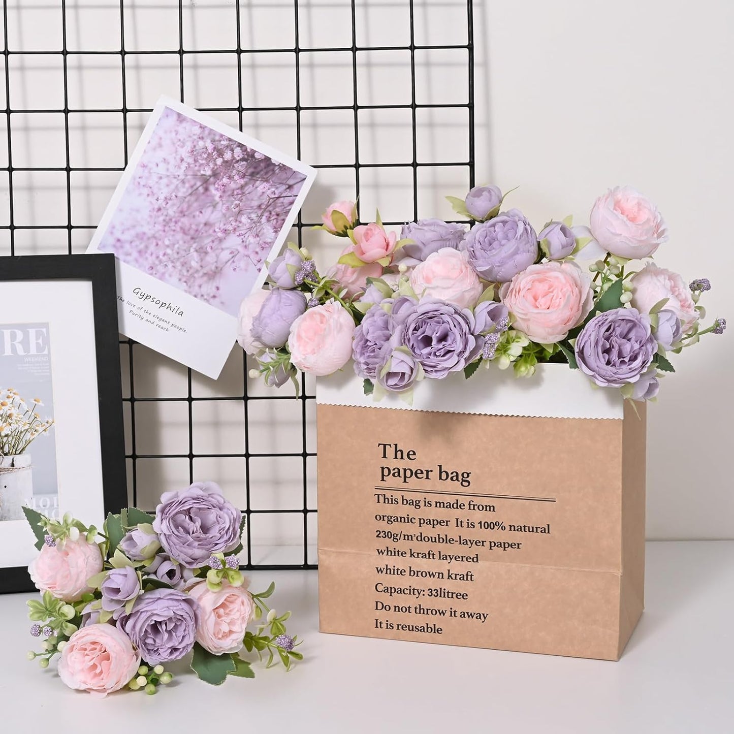 MARTINE MALL 2 Packs Peonies Artificial Flowers, Light Pink Artificial Peonies, Silk Peonies Flowers Fake Peonies Artificial Flowers Peonies Bouquet for Centerpiece Table Wedding Party Home Decor