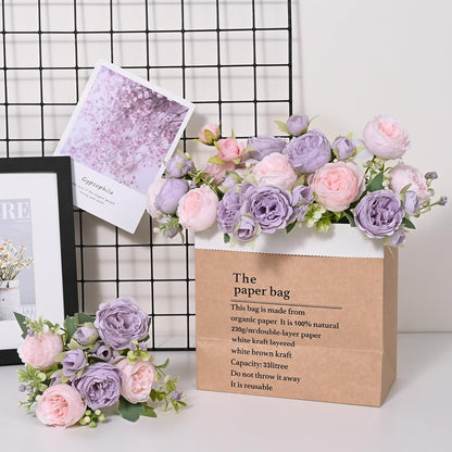 MARTINE MALL 2 Packs Peonies Artificial Flowers, Light Pink Artificial Peonies, Silk Peonies Flowers Fake Peonies Artificial Flowers Peonies Bouquet for Centerpiece Table Wedding Party Home Decor