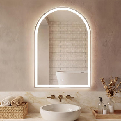 Sweetcrispy 20"x30" Arched Gold Bathroom Mirrors for Wall, Bathroom Mirrors for Over Sink, Metal Framed with HD Shatter-Proof Glass for Entryway, Living Room, Bedroom