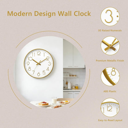 DAXSMY Wall Clock - 8 Inch Silent Non-Ticking Modern 3D Wall Clocks Battery Operated - Decorative Clock for Kitchen, Home Office, Bathroom, Bedroom(Rose Gold)