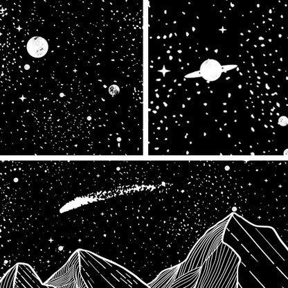 Zussun Black and White Tapestry Starry Night Mountain Tapestries for Bedroom Aesthetic Moon and Stars Tapastry's Wall Hanging Dark Nature Forest Wall Tapestry for Living Room Dorm (48'' × 36'')