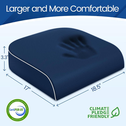SweetSlubr Seat Cushion for Tailbone Pain Relief, Office Chair Cushion, Memory Foam Large Cushion with Non-Slip Cover for Soft Support at Office Chair, Car Seat, Airplane, Floor Pillow, Black/Large