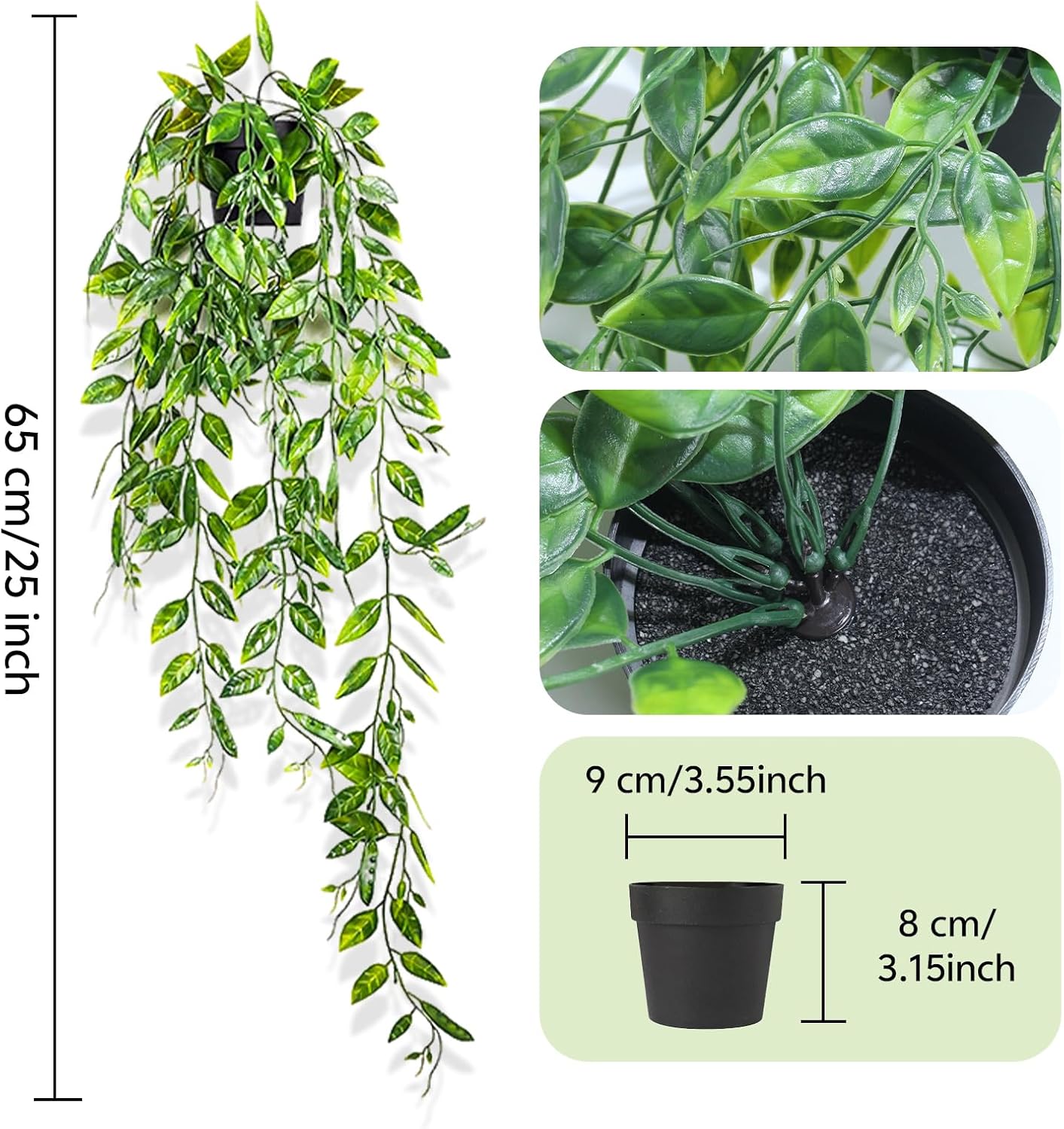 Clearain 1pcs Fake Hanging Plants, Artificial Small Potted Plants, Mini Faux Succulent Plant for Indoor Outdoor Aesthetic Office Living Room Shelf Home Decor (Eucalyptus leaves-1pcs)