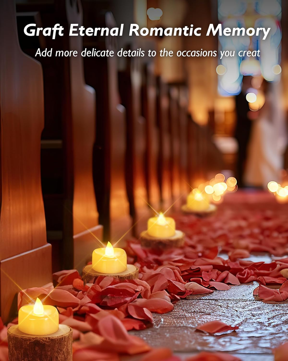 merrynights LED Candles, Tea Lights Candles Battery Operated Bulk, 50-Pack Long-Lasting 200 Hours Flameless Tealight Candles, Realistic Tea Lights for Christmas Halloween Wedding, 1.5'' D X 1.25'' H