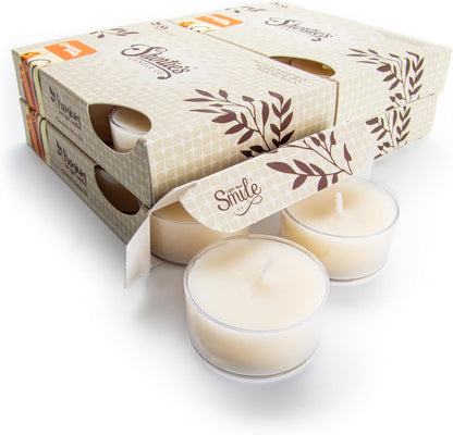 Shortie's Candle Company Vanilla Bean Premium Tealight Candles Bulk Pack - 24 Beige Highly Scented Tea Lights - Beautiful Candlelight - Made in the USA - Bakery & Food Collection