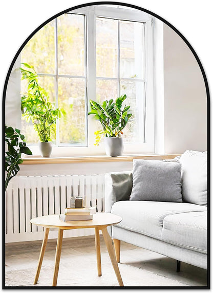Fabuday Black Arch Bathroom Mirror for Wall - 20x28 Arched Mirror for Over Sink, Metal Framed Mirror for Hanging in Living Room, Bedroom, Entryway, Hallway
