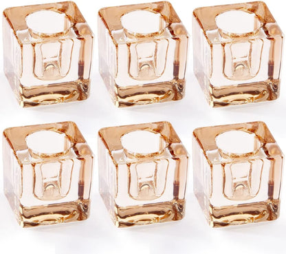 Square Glass Candle Holder Set of 2, Clear Taper Candlestick Holders, Ideal Gift for Dining Table, Wedding, Christmas and Party.…