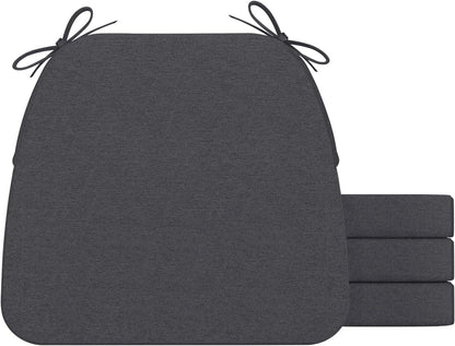 AAAAAcessories D-Shaped Chair Cushions, 2" Thick Dining Chair Pads with Ties and Removable, Machine-Washable Cover, 17" x 16", Set of 4, Oatmeal Beige - Colors A