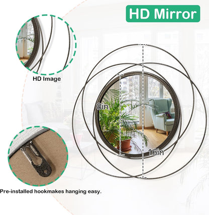 Gold Sunburst Mirrors for Wall Decorative Metal Round Art Mirrors Large Wall Decor Hanging Mirror for Bathroom Bedroom Living Room Vanity Entryway 16"